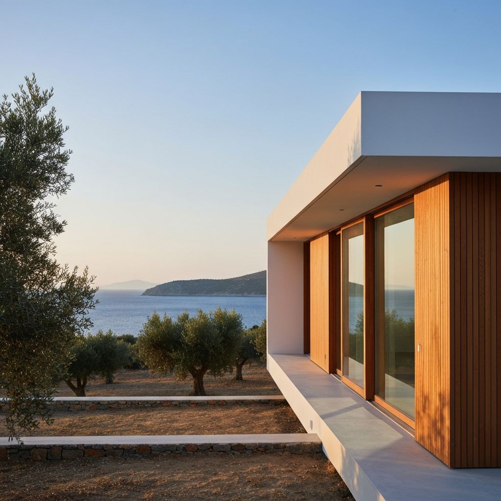 Modern modular home in Greece with Mediterranean sea view